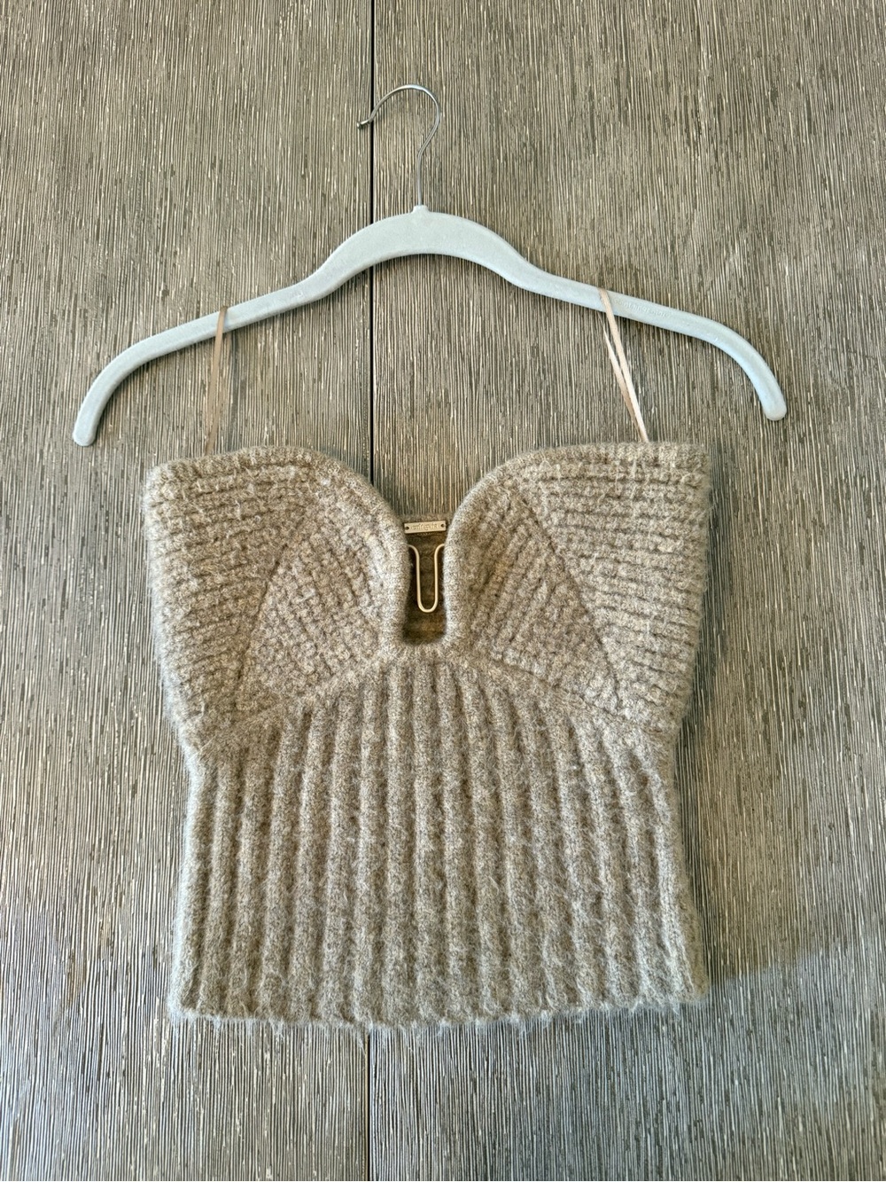 cult gaia Beige Strapless Knit Bustier Top - Picture 2 of 7